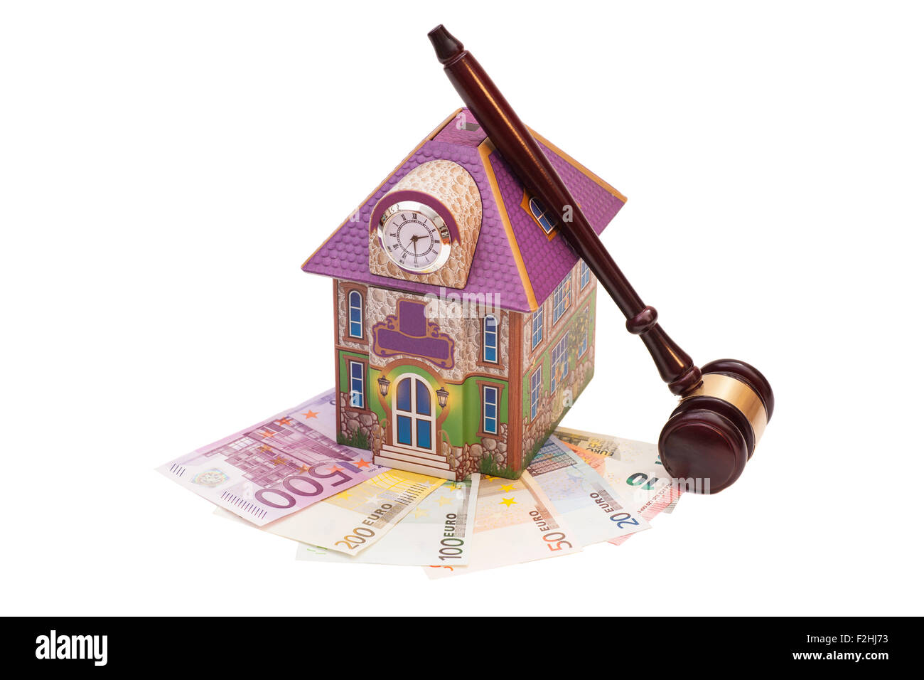 Home Eur!   o Money And Gavel Isolated On White Real Estate Concept - home euro money and gavel isolated on white real estate concept